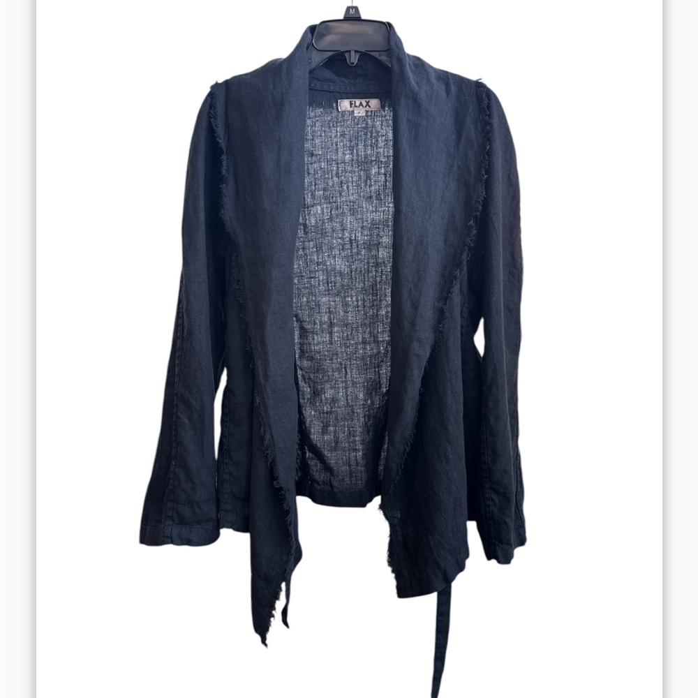 FLAX Linen Draped Wrap Cardigan Jacket